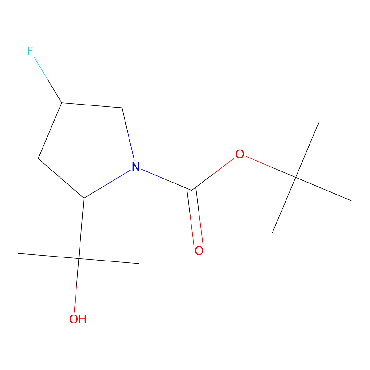 tert-butyl (2S,4S)-4-fluoro-2-(2-hydroxypropan-2-yl)pyrrolidine-1-carboxylate molecular structure, CAS 1437310-69-4