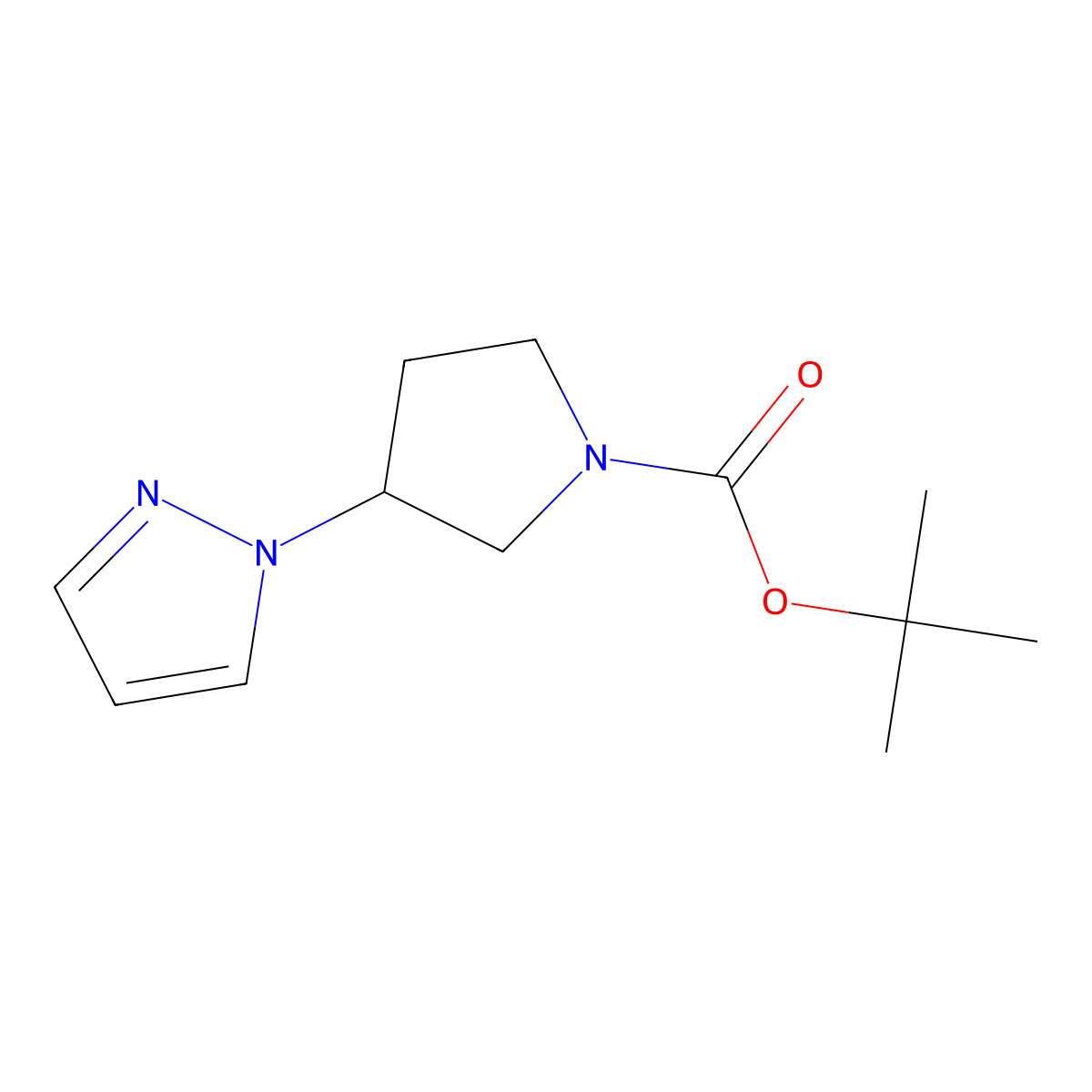 tert-Butyl 3-(1H-pyrazol-1-yl)pyrrolidine-1-carboxylate molecular structure, CAS 1437310-80-9