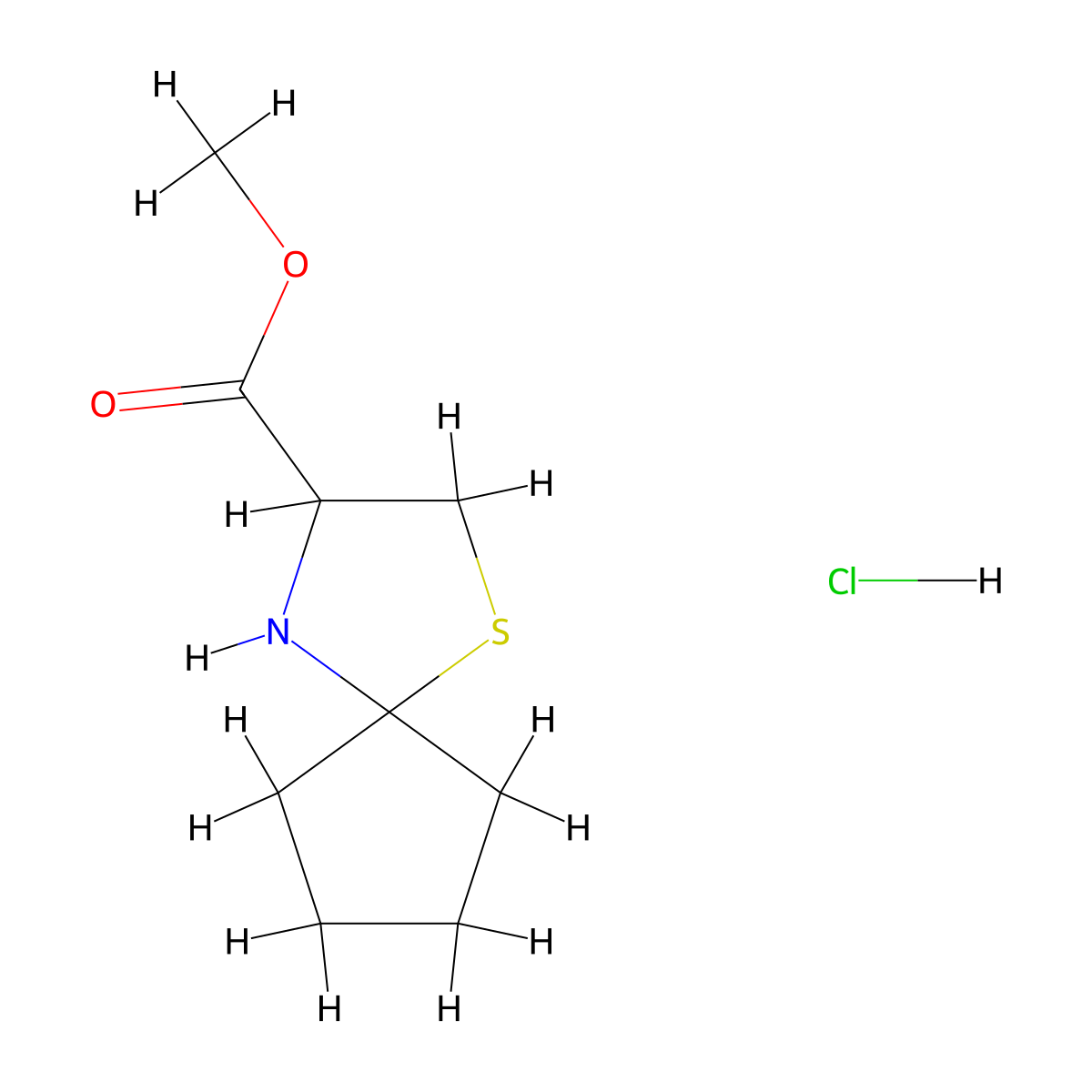 Methyl 1-thia-4-azaspiro[4.4]nonane-3-carboxylate hydrochloride molecular structure, CAS 1437311-91-5