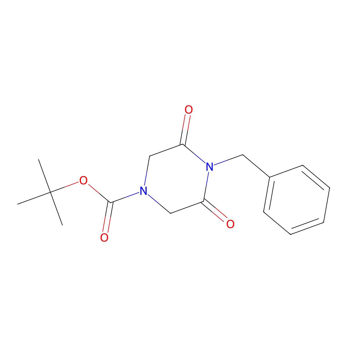 Tert-butyl 4-benzyl-3,5-dioxopiperazine-1-carboxylate molecular structure, CAS 1437312-02-1