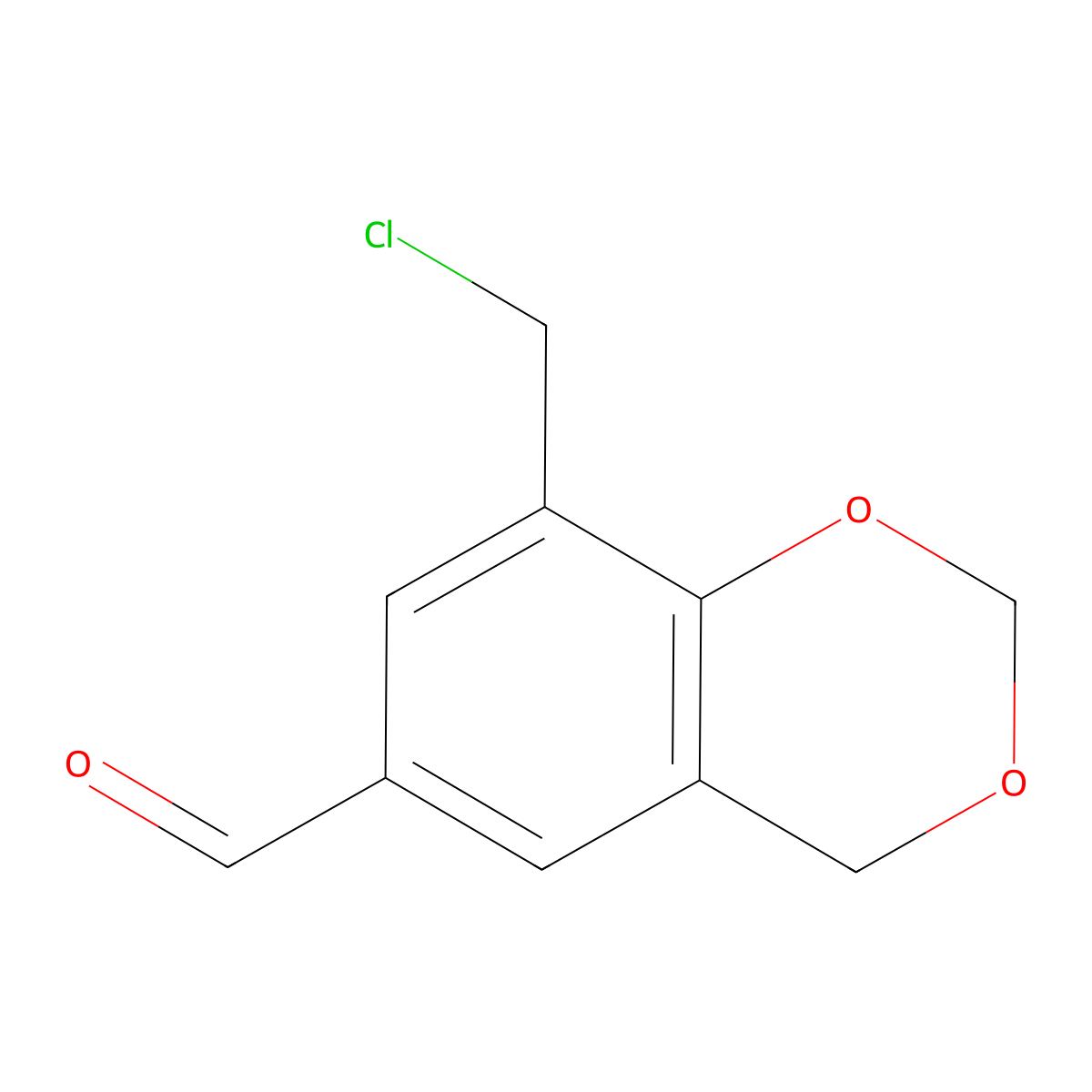 4H-1,3-Benzodioxin-6-carboxaldehyde, 8-(chloromethyl)- molecular structure, CAS 1437312-03-2