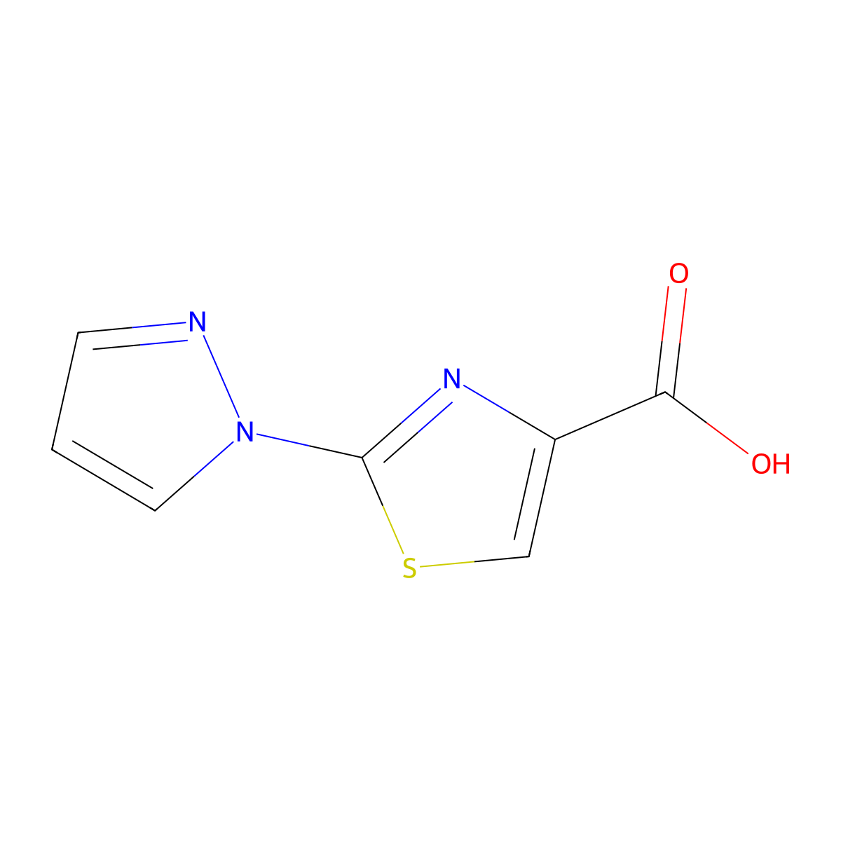 2-(1H-Pyrazol-1-yl)-1,3-thiazole-4-carboxylic acid molecular structure, CAS 1437312-14-5