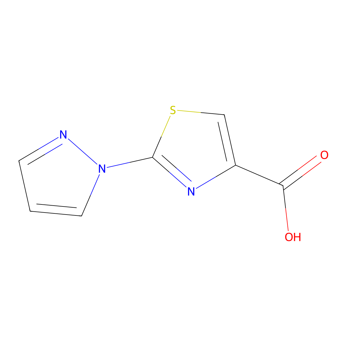 2-(1H-Pyrazol-1-yl)-1,3-thiazole-4-carboxylic acid molecular structure, CAS 1437312-14-5