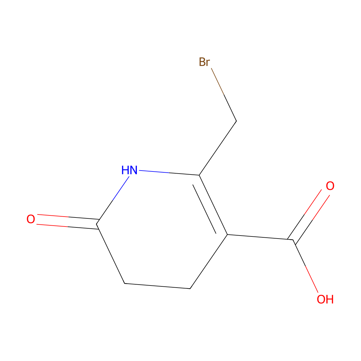 2-(Bromomethyl)-6-oxo-1,4,5,6-tetrahydropyridine-3-carboxylic acid molecular structure, CAS 1437312-15-6