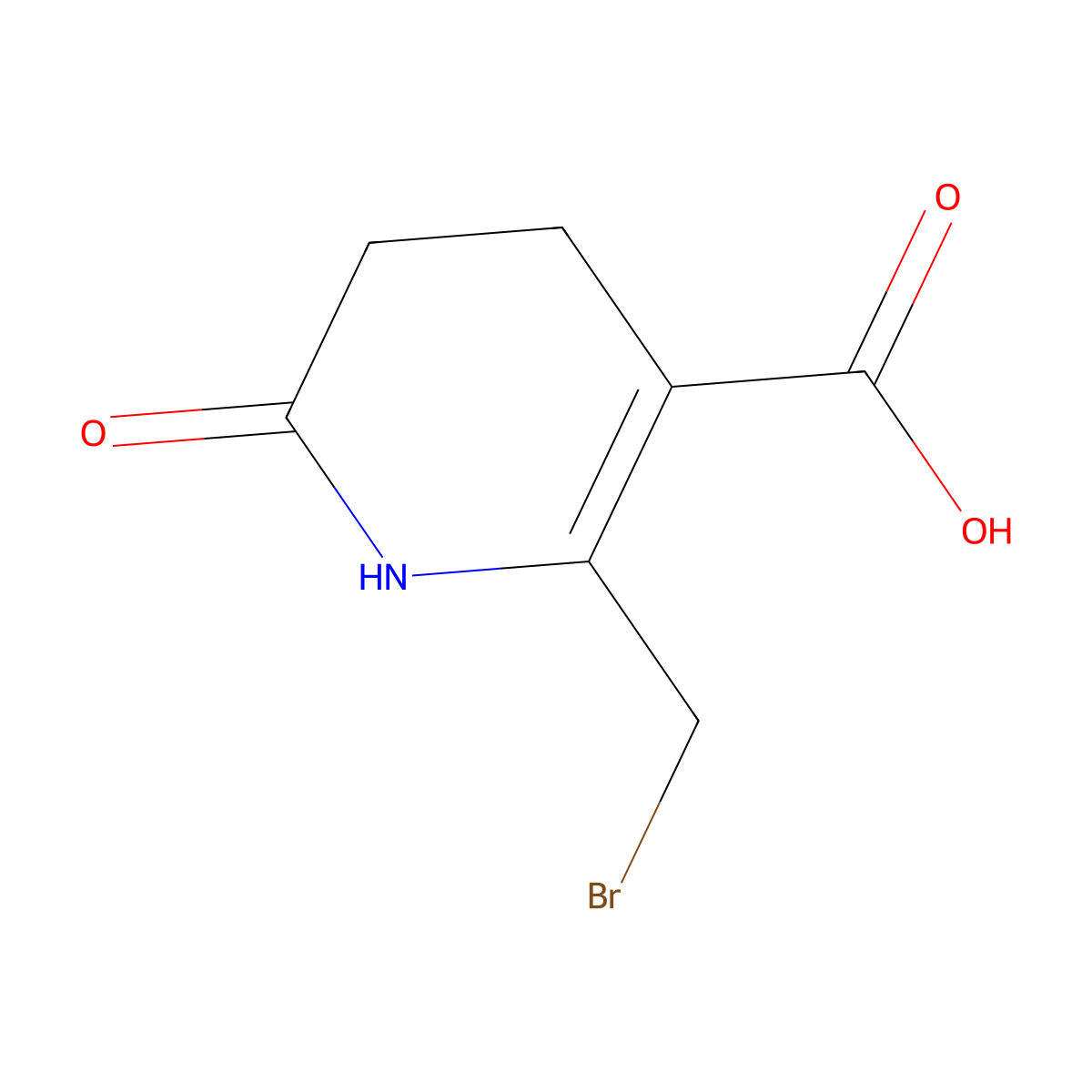 2-(Bromomethyl)-6-oxo-1,4,5,6-tetrahydropyridine-3-carboxylic acid molecular structure, CAS 1437312-15-6