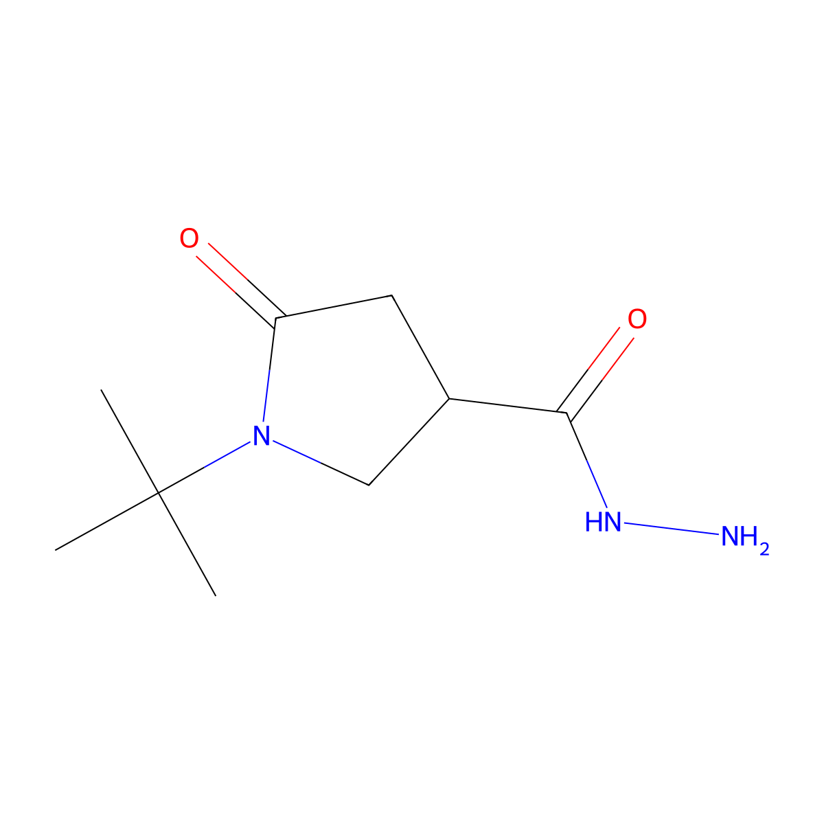 1-Tert-butyl-5-oxopyrrolidine-3-carbohydrazide molecular structure, CAS 1437312-18-9