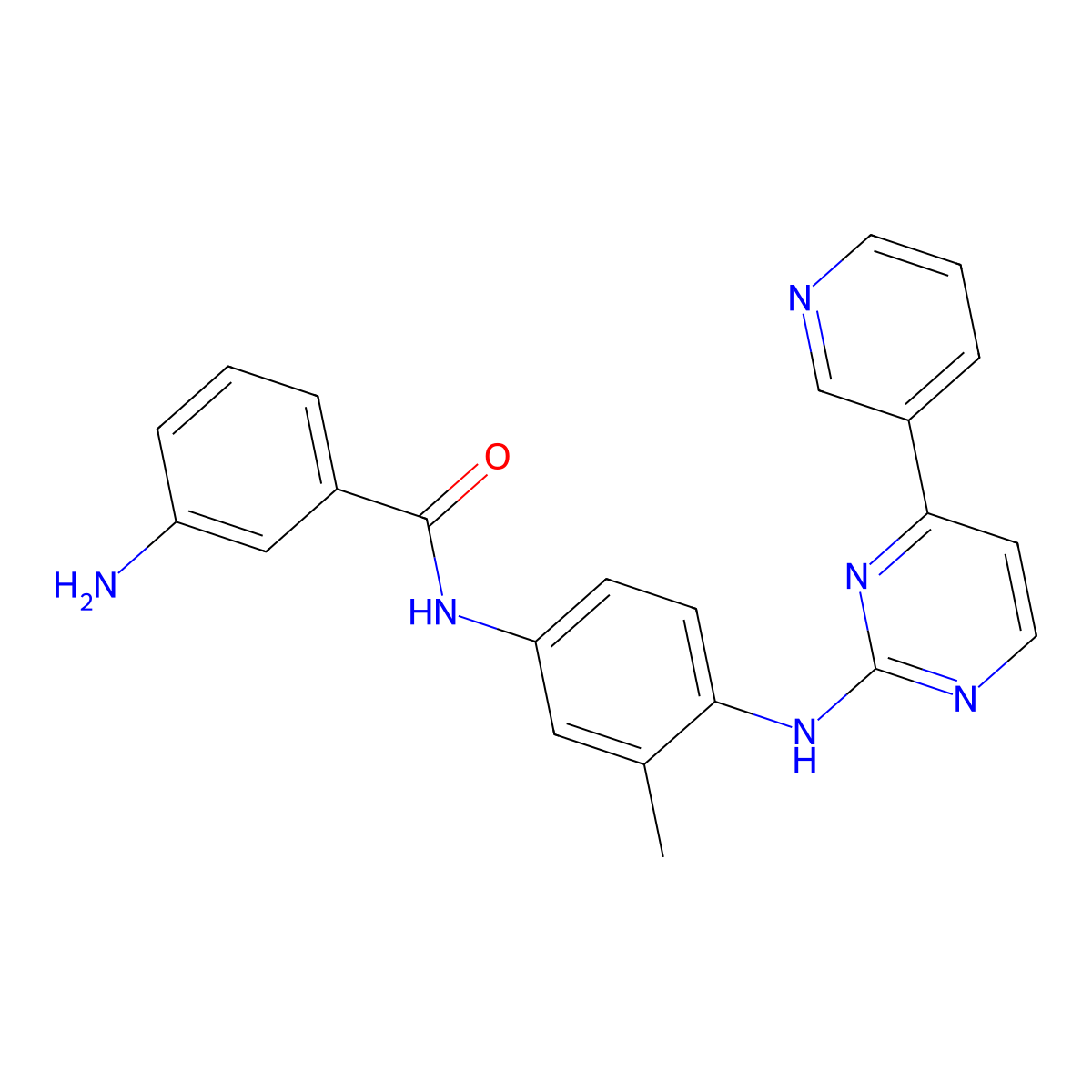 3-Amino-N-(3-methyl-4-((4-(pyridin-3-yl)pyrimidin-2-yl)amino)phenyl)benzamide molecular structure, CAS 1437315-24-6