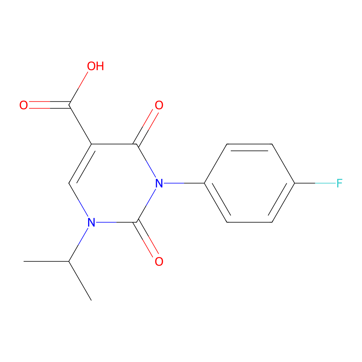 3-(4-Fluorophenyl)-2,4-dioxo-1-(propan-2-yl)-1,2,3,4-tetrahydropyrimidine-5-carboxylic acid molecular structure, CAS 1437323-26-6