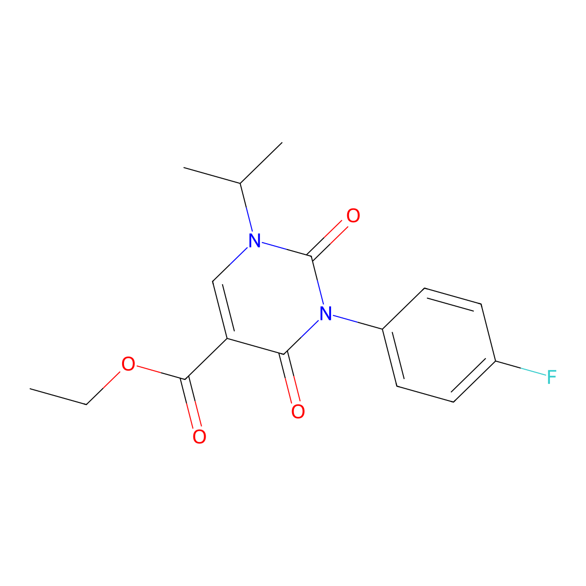 Ethyl 3-(4-fluorophenyl)-1-isopropyl-2,4-dioxo-1,2,3,4-tetrahydropyrimidine-5-carboxylate molecular structure, CAS 1437323-27-7