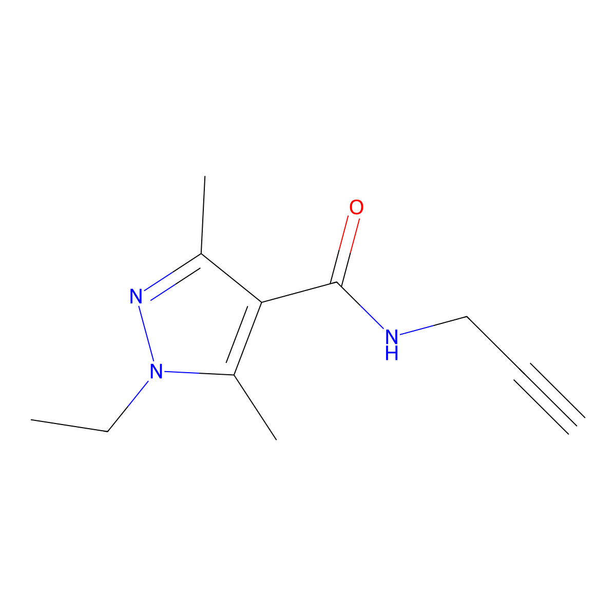 1-Ethyl-3,5-dimethyl-N-(prop-2-yn-1-yl)-1H-pyrazole-4-carboxamide molecular structure, CAS 1437384-96-7