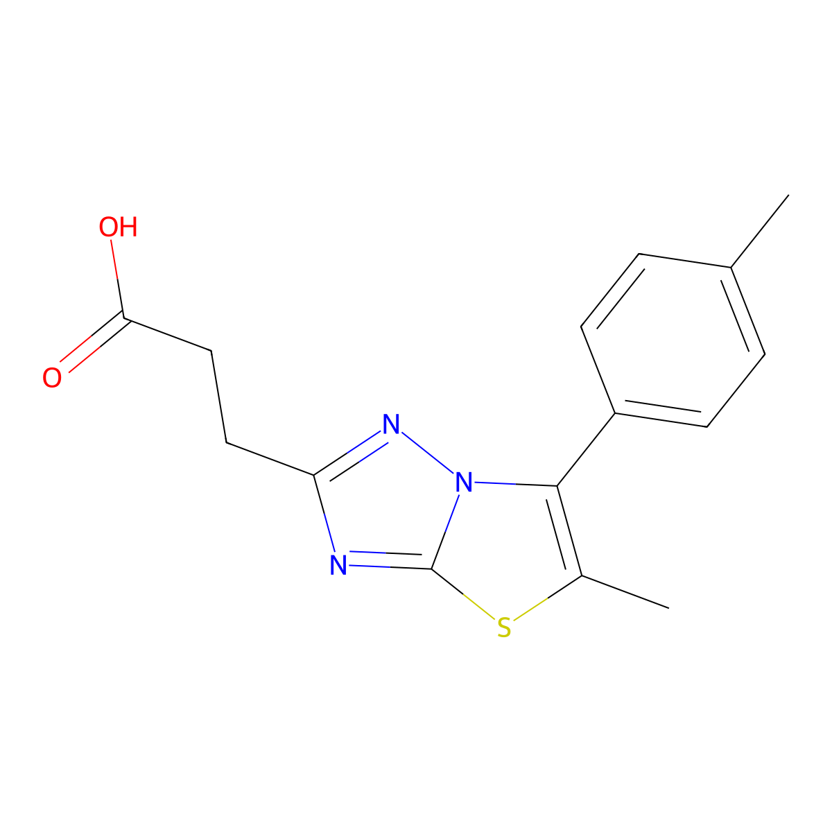 3-(5-Methyl-6-(p-tolyl)thiazolo[3,2-b][1,2,4]triazol-2-yl)propanoic acid molecular structure, CAS 1437385-18-6
