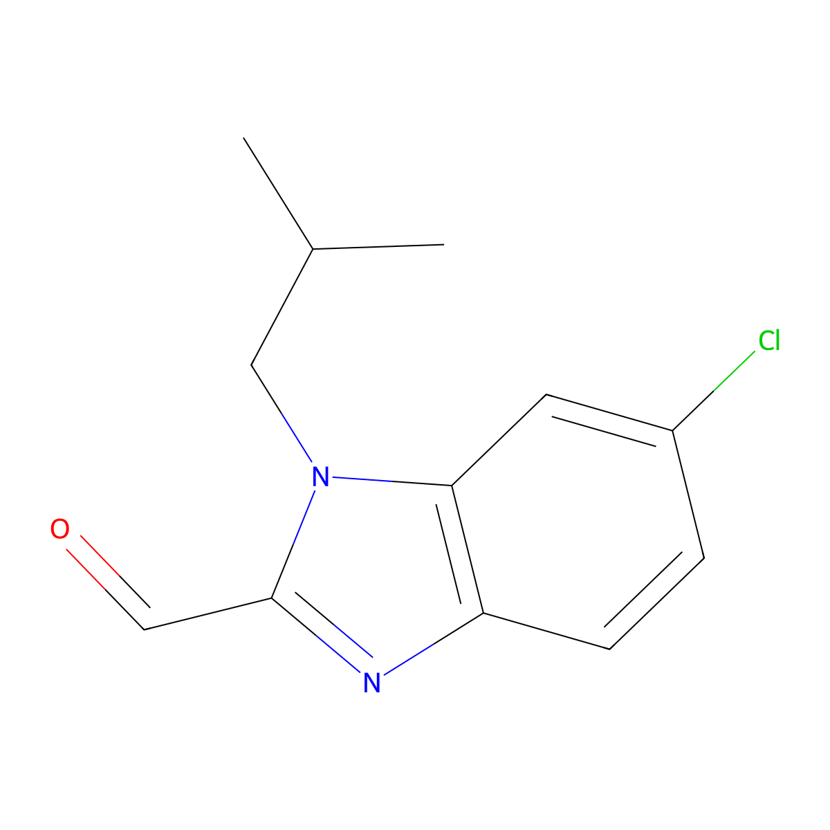 6-Chloro-1-isobutyl-1H-benzo[d]imidazole-2-carbaldehyde molecular structure, CAS 1437385-22-2