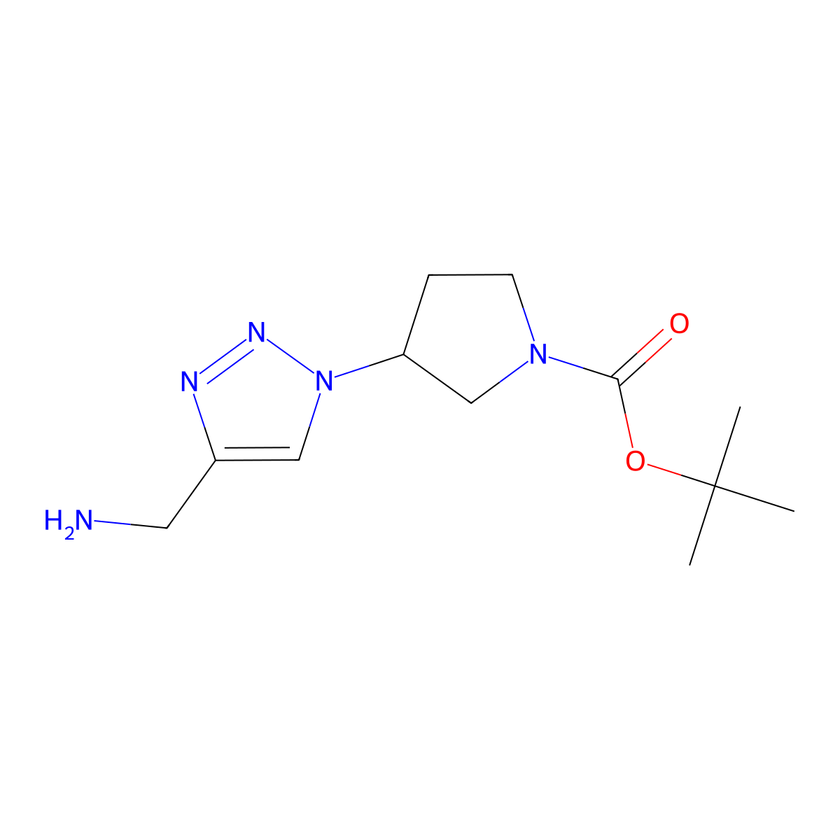 tert-Butyl 3-[4-(aminomethyl)-1H-1,2,3-triazol-1-yl]pyrrolidine-1-carboxylate molecular structure, CAS 1437385-23-3