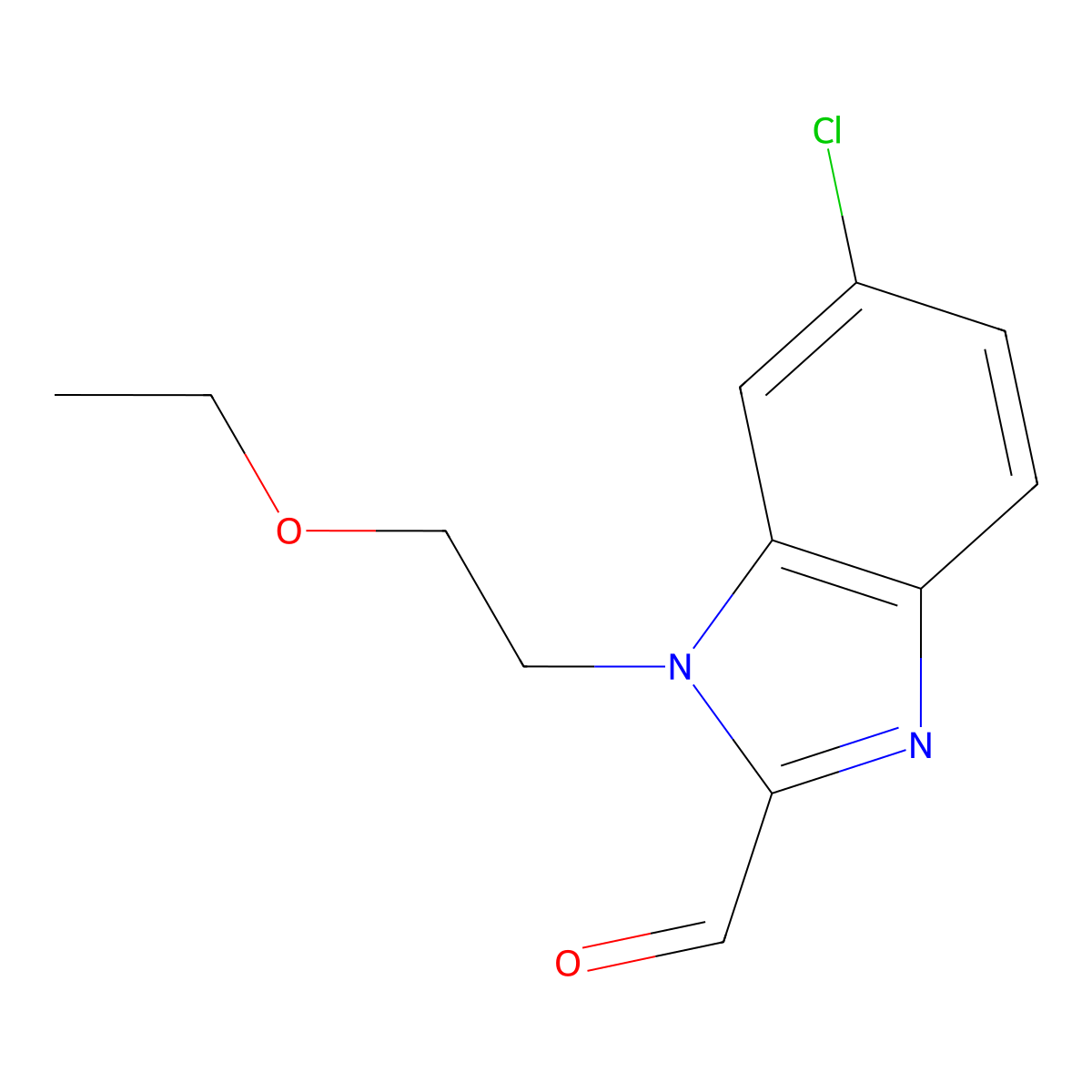 6-Chloro-1-(2-ethoxyethyl)-1H-benzo[d]imidazole-2-carbaldehyde molecular structure, CAS 1437385-39-1