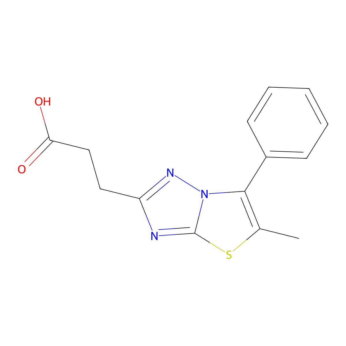 3-(5-Methyl-6-phenylthiazolo[3,2-b][1,2,4]triazol-2-yl)propanoic acid molecular structure, CAS 1437385-40-4