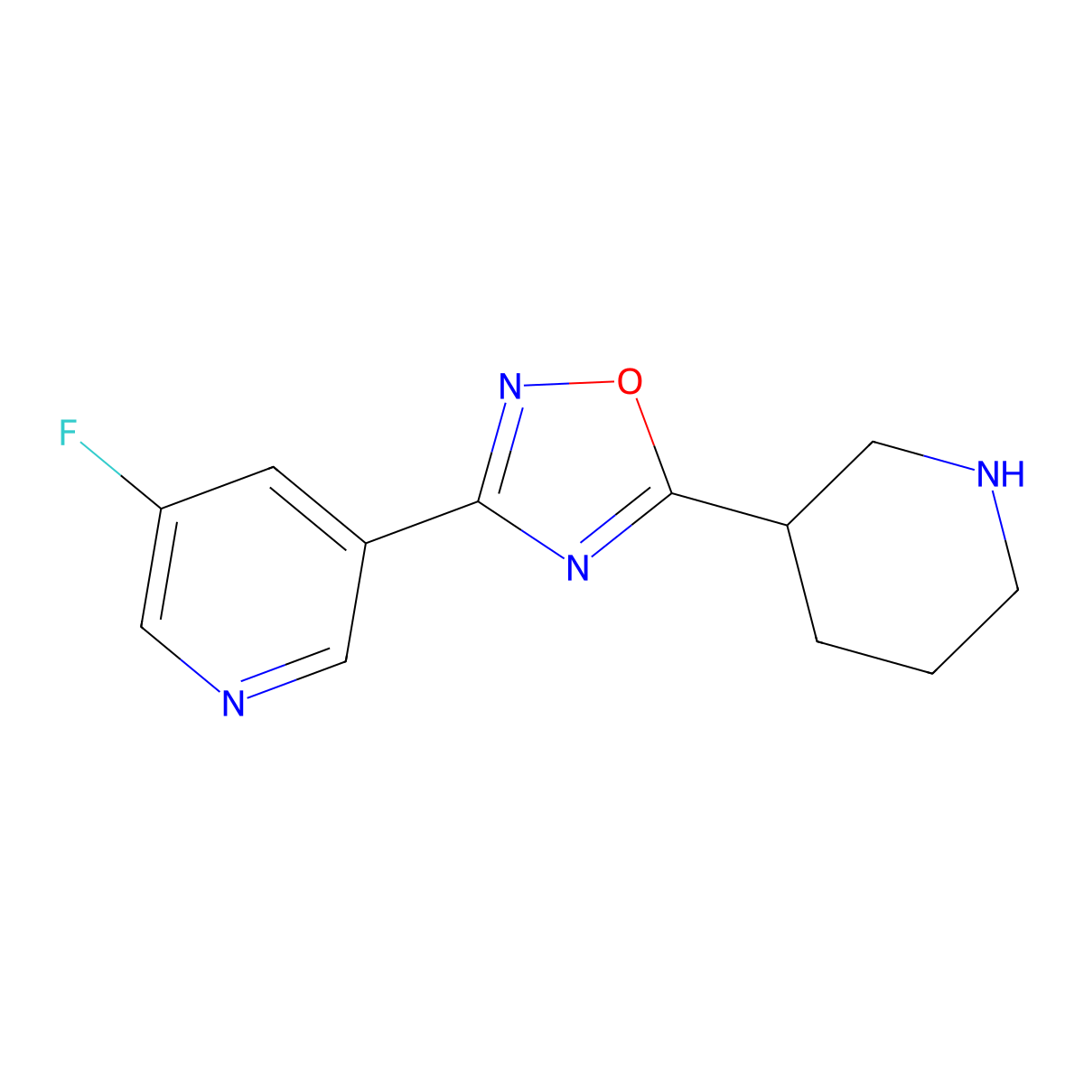 3-(5-Fluoropyridin-3-yl)-5-(piperidin-3-yl)-1,2,4-oxadiazole molecular structure, CAS 1437385-56-2