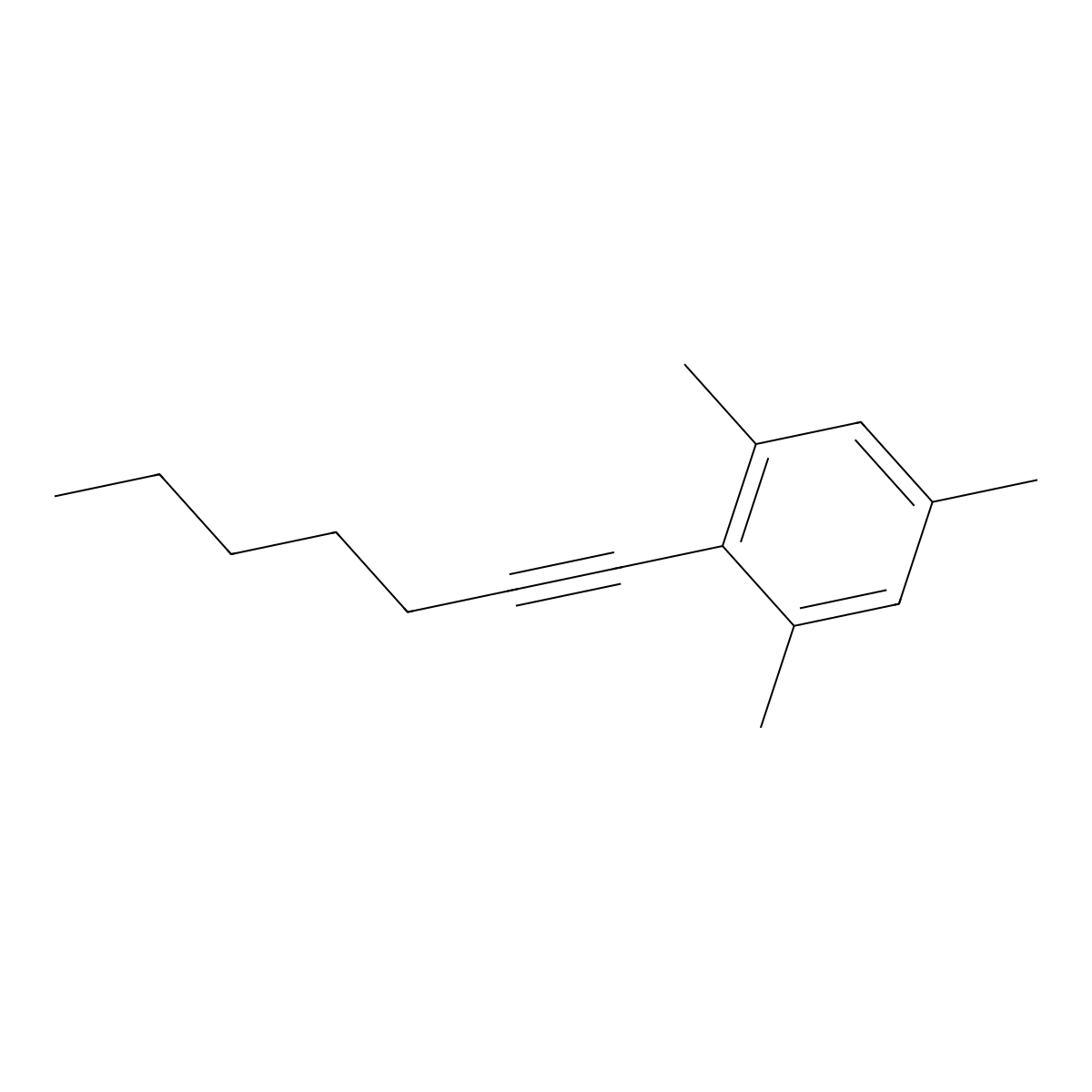 2-(Hept-1-yn-1-yl)-1,3,5-trimethylbenzene molecular structure, CAS 14374-48-2