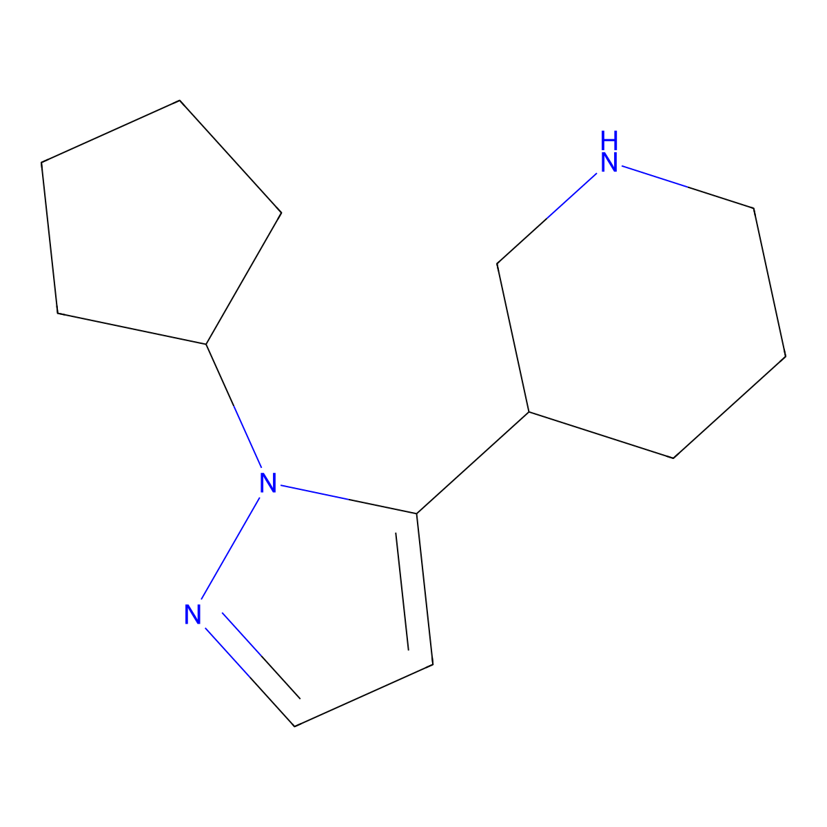 3-(1-Cyclopentyl-1H-pyrazol-5-yl)piperidine molecular structure, CAS 1437432-02-4