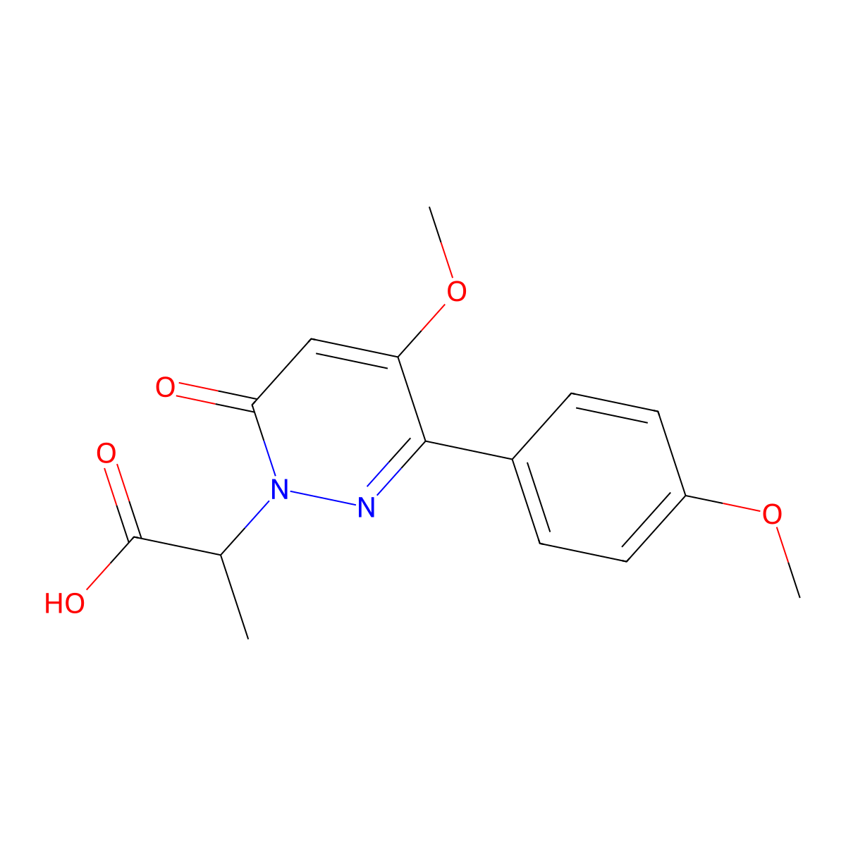 2-(4-Methoxy-3-(4-methoxyphenyl)-6-oxopyridazin-1(6H)-yl)propanoic acid molecular structure, CAS 1437432-59-1