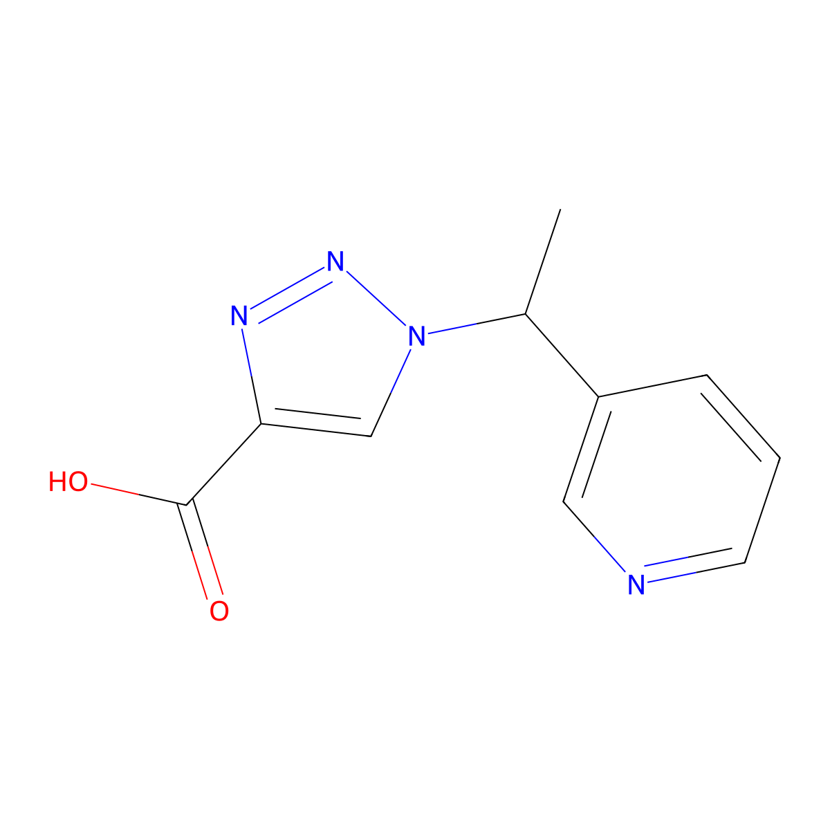 1-(1-(Pyridin-3-yl)ethyl)-1H-1,2,3-triazole-4-carboxylic acid molecular structure, CAS 1437432-72-8