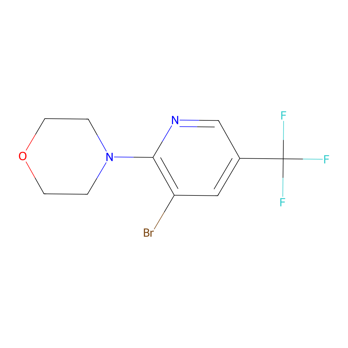 4-(3-Bromo-5-(trifluoromethyl)pyridin-2-yl)morpholine molecular structure, CAS 1437433-05-0