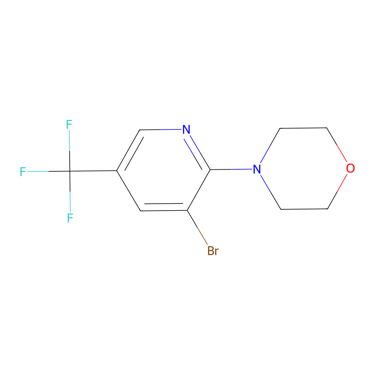 4-(3-Bromo-5-(trifluoromethyl)pyridin-2-yl)morpholine molecular structure, CAS 1437433-05-0