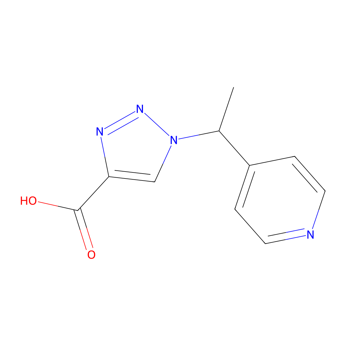 1-(1-(Pyridin-4-yl)ethyl)-1H-1,2,3-triazole-4-carboxylic acid molecular structure, CAS 1437433-09-4