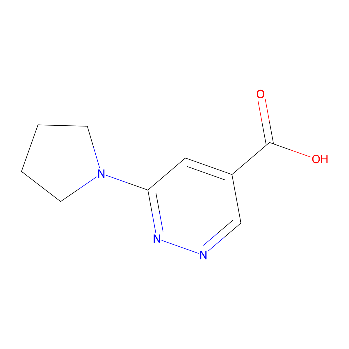 6-(Pyrrolidin-1-yl)pyridazine-4-carboxylic acid molecular structure, CAS 1437433-39-0