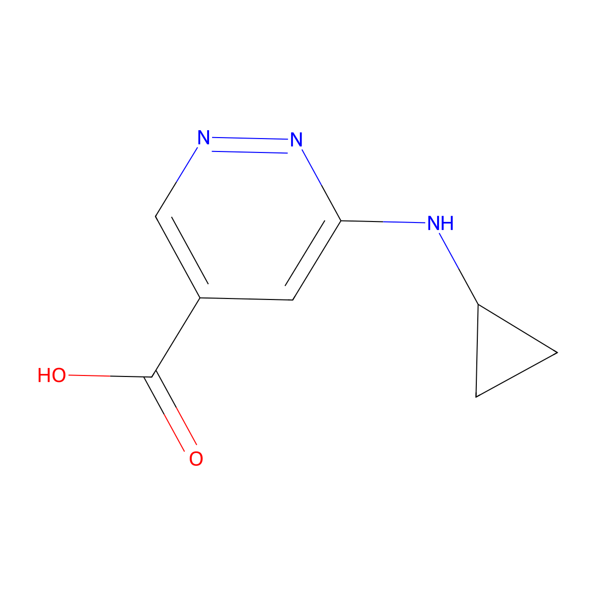 6-(Cyclopropylamino)pyridazine-4-carboxylic acid molecular structure, CAS 1437433-54-9