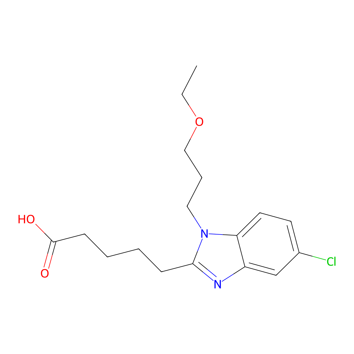5-[5-chloro-1-(3-ethoxypropyl)-1H-benzimidazol-2-yl]pentanoic acid molecular structure, CAS 1437433-56-1