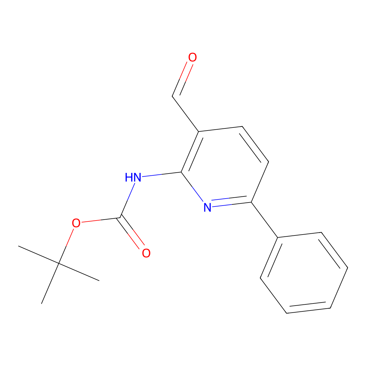 tert-Butyl (3-formyl-6-phenylpyridin-2-yl)carbamate molecular structure, CAS 1437433-74-3
