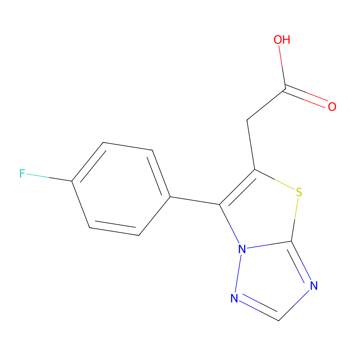 2-(6-(4-Fluorophenyl)thiazolo[3,2-b][1,2,4]triazol-5-yl)acetic acid molecular structure, CAS 1437434-98-4
