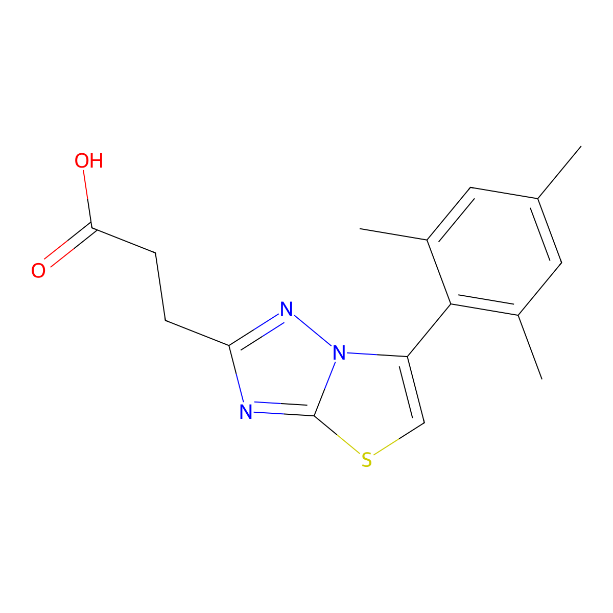 3-(6-Mesitylthiazolo[3,2-b][1,2,4]triazol-2-yl)propanoic acid molecular structure, CAS 1437435-19-2