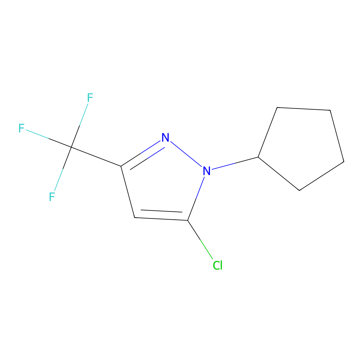 5-Chloro-1-cyclopentyl-3-(trifluoromethyl)-1H-pyrazole molecular structure, CAS 1437435-37-4