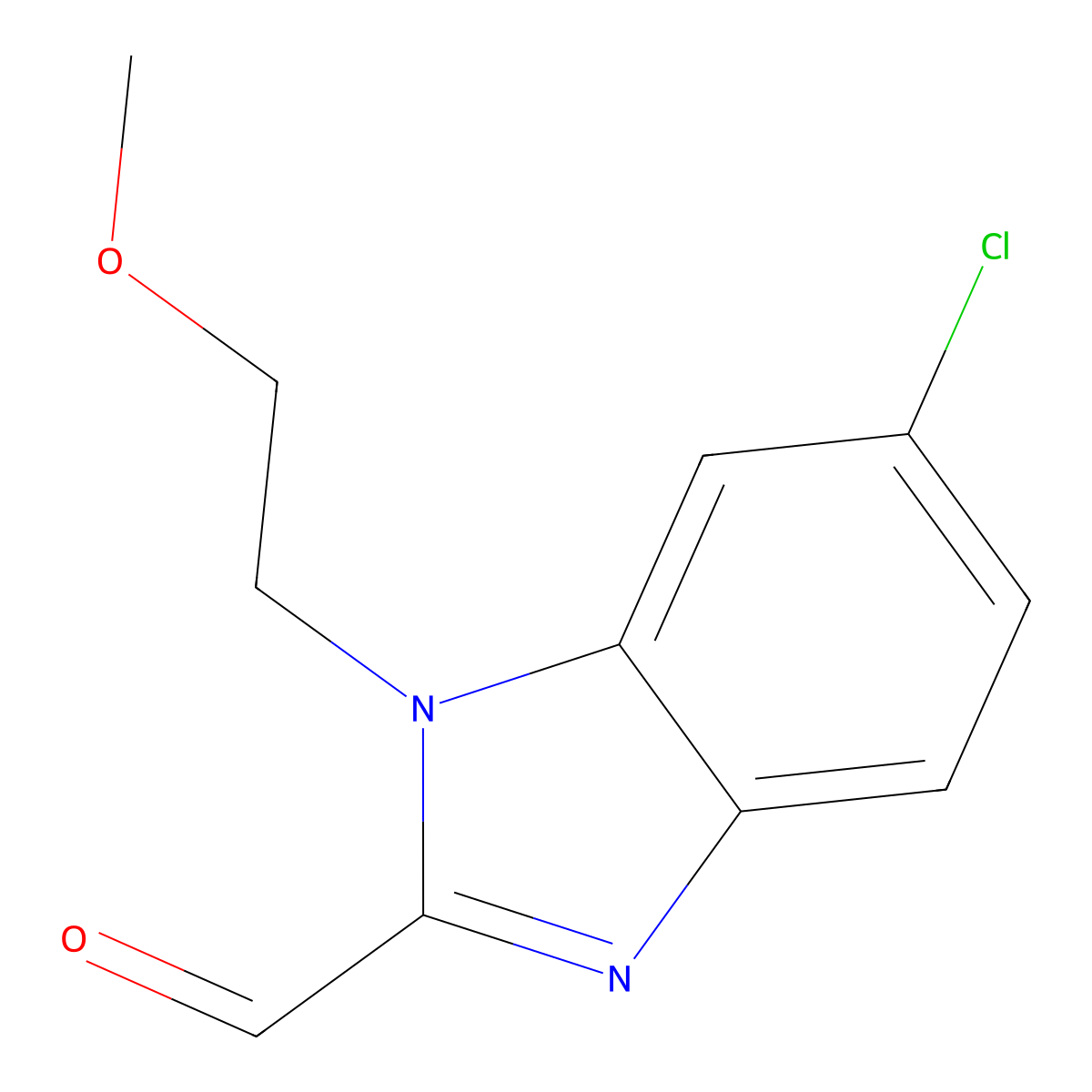 6-Chloro-1-(2-methoxyethyl)-1H-benzo[d]imidazole-2-carbaldehyde molecular structure, CAS 1437435-44-3