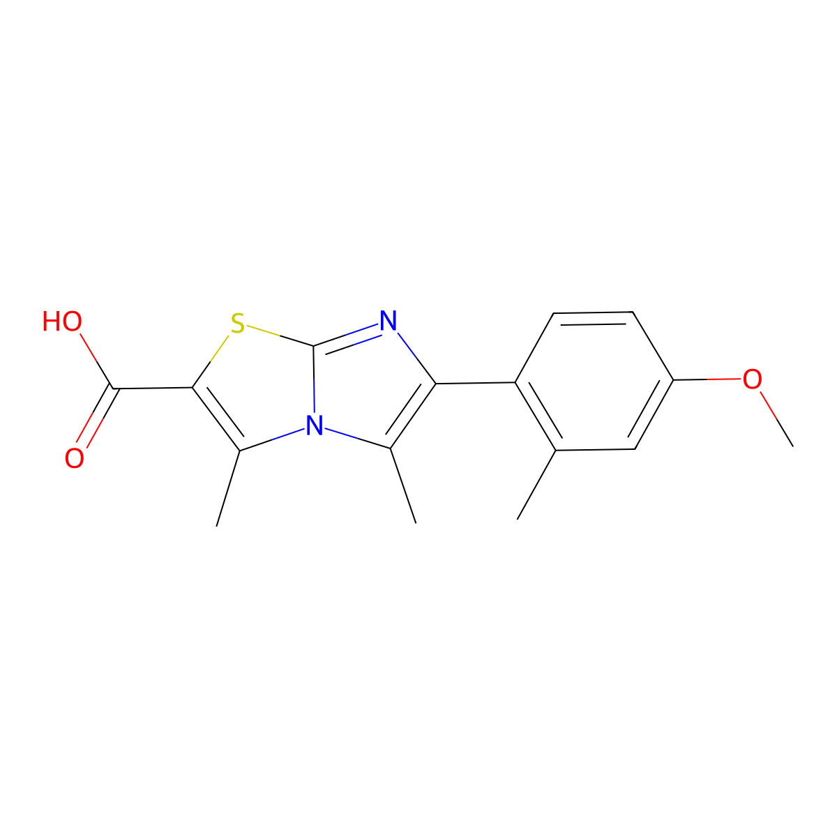 6-(4-Methoxy-2-methylphenyl)-3,5-dimethylimidazo[2,1-b]thiazole-2-carboxylic acid molecular structure, CAS 1437435-55-6