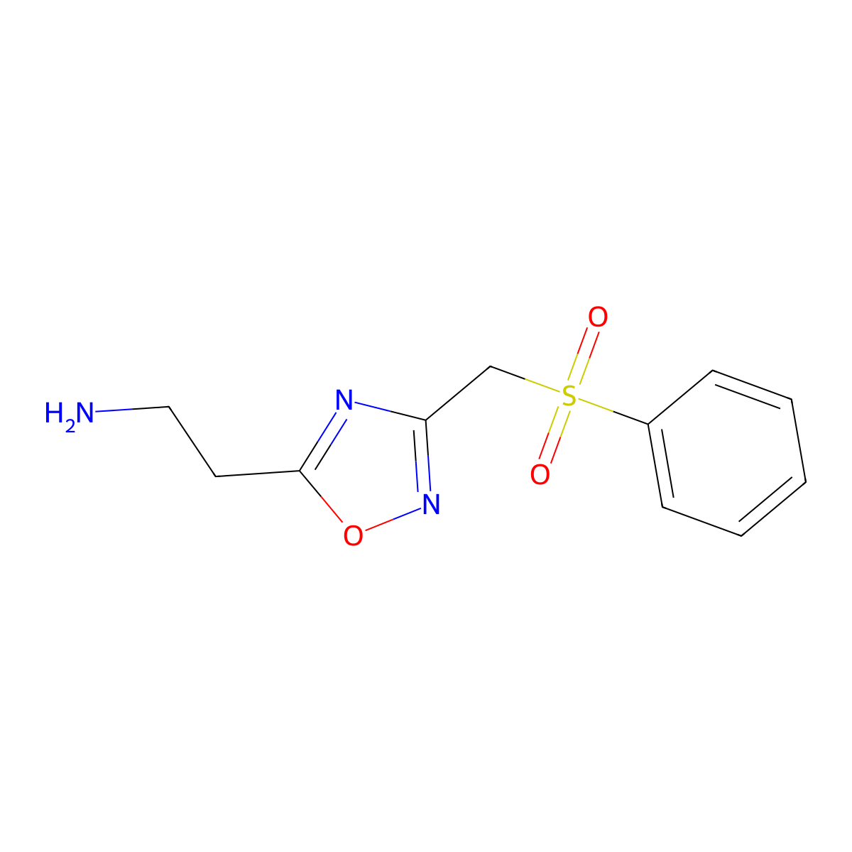 2-{3-[(Phenylsulfonyl)methyl]-1,2,4-oxadiazol-5-yl}ethanamine molecular structure, CAS 1437435-64-7