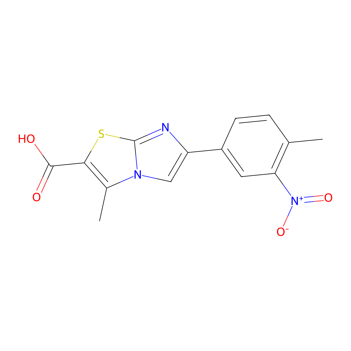 3-Methyl-6-(4-methyl-3-nitrophenyl)imidazo[2,1-b]thiazole-2-carboxylic acid molecular structure, CAS 1437435-71-6