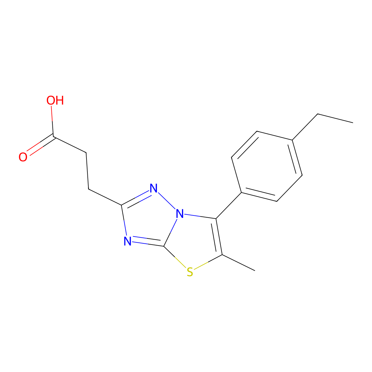 3-(6-(4-Ethylphenyl)-5-methylthiazolo[3,2-b][1,2,4]triazol-2-yl)propanoic acid molecular structure, CAS 1437435-77-2