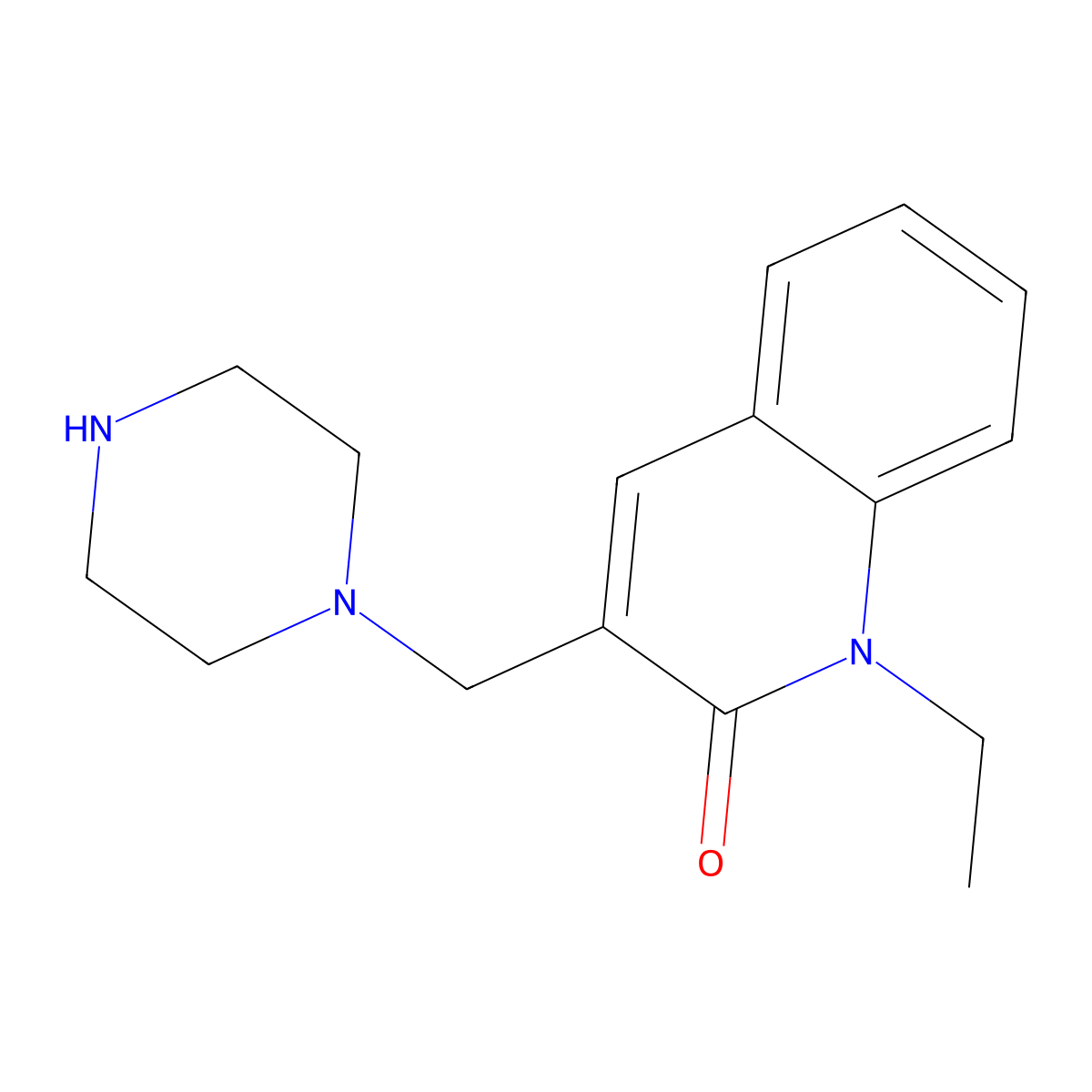 1-ethyl-3-(piperazin-1-ylmethyl)quinolin-2(1H)-one molecular structure, CAS 1437435-80-7