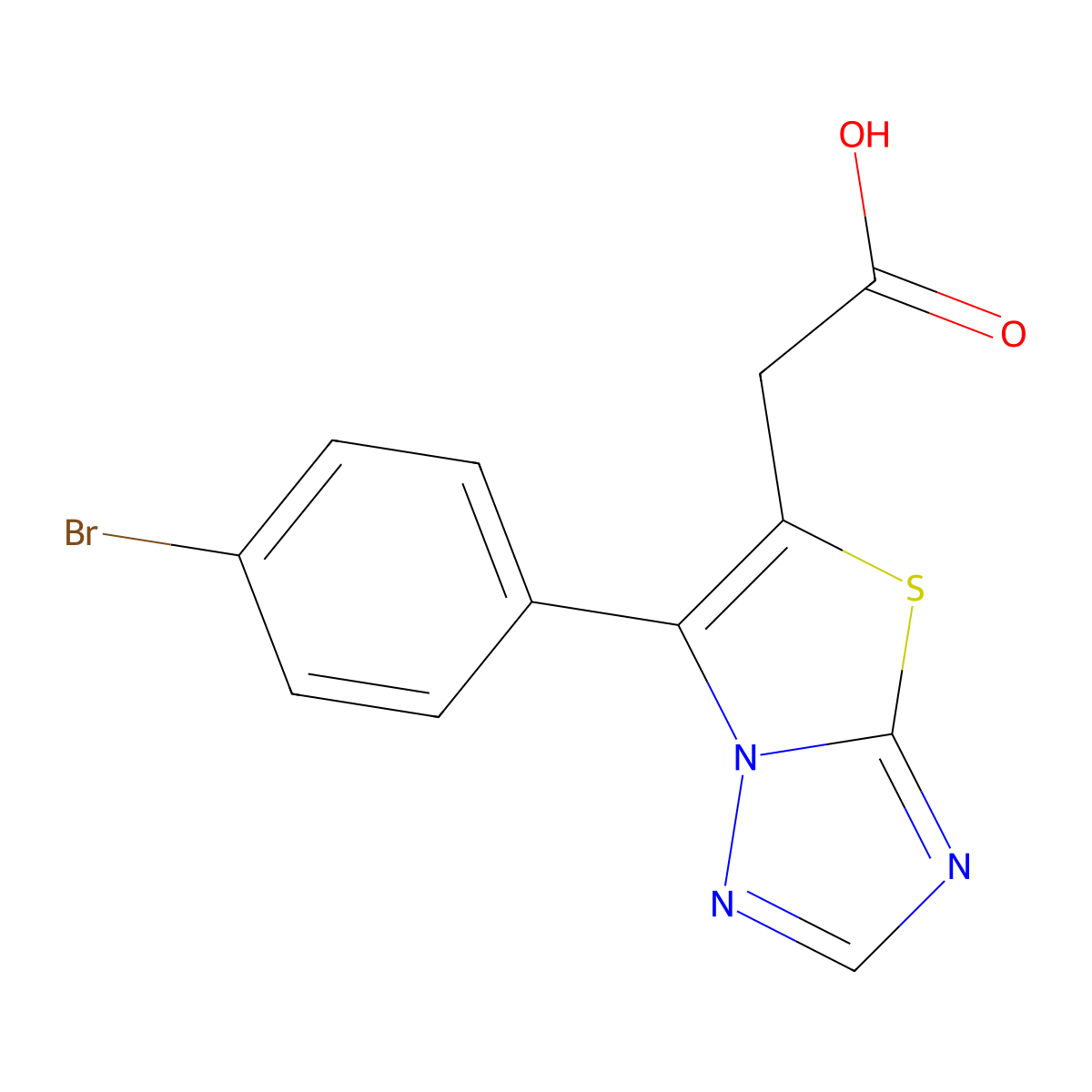 2-(6-(4-Bromophenyl)thiazolo[3,2-b][1,2,4]triazol-5-yl)acetic acid molecular structure, CAS 1437456-38-6