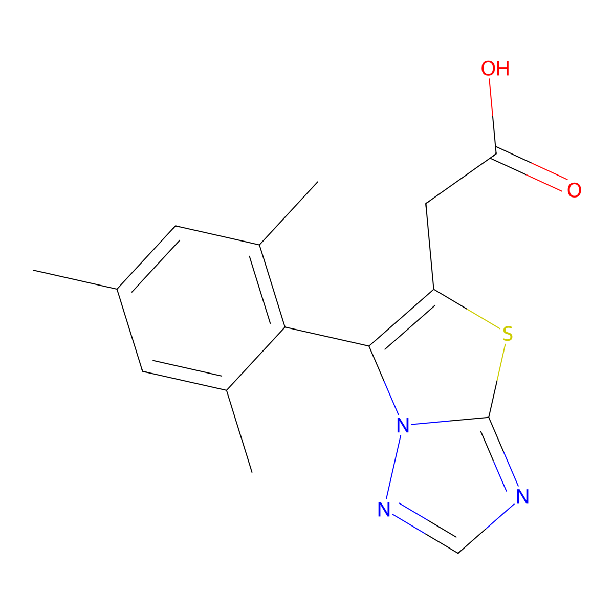 2-(6-Mesitylthiazolo[3,2-b][1,2,4]triazol-5-yl)acetic acid molecular structure, CAS 1437457-82-3
