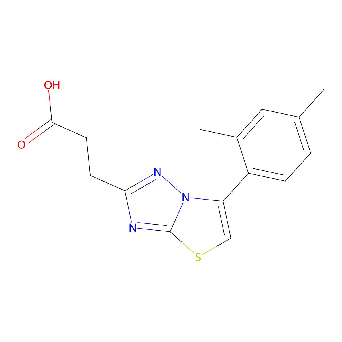 3-(6-(2,4-Dimethylphenyl)thiazolo[3,2-b][1,2,4]triazol-2-yl)propanoic acid molecular structure, CAS 1437457-91-4