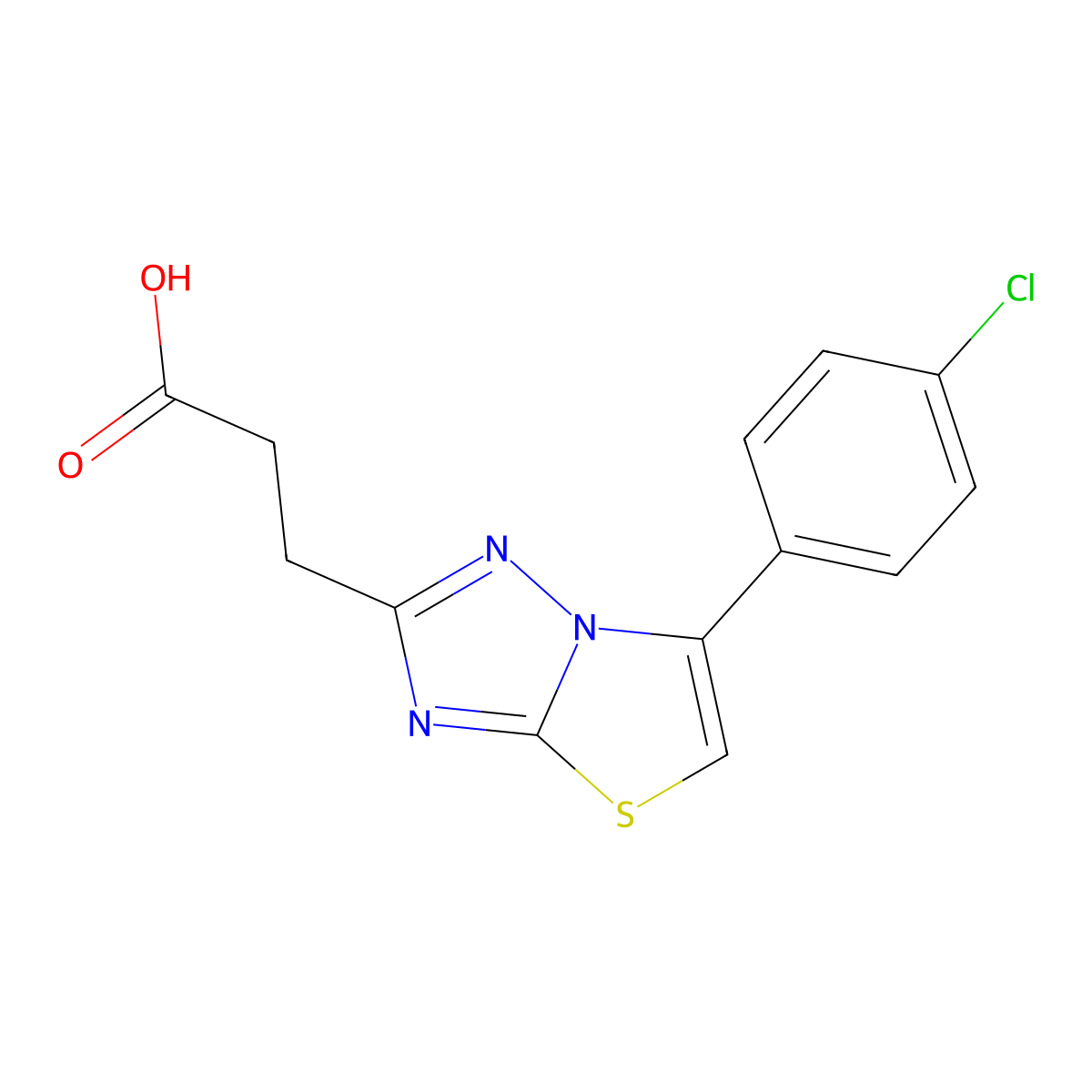 3-(6-(4-Chlorophenyl)thiazolo[3,2-b][1,2,4]triazol-2-yl)propanoic acid molecular structure, CAS 1437457-96-9