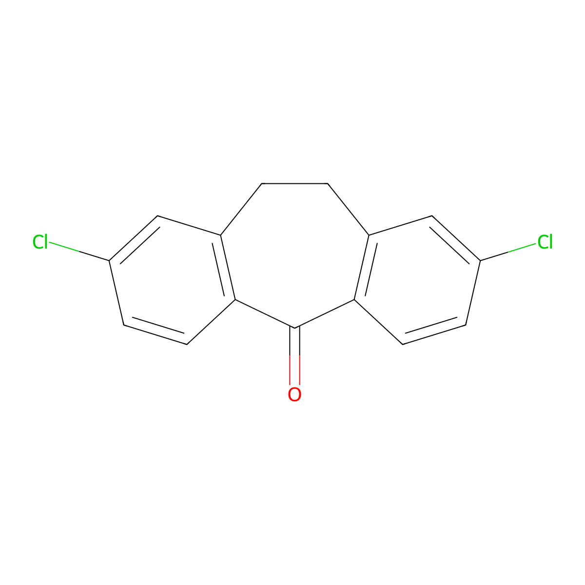 2,8-Dichloro-10,11-dihydro-dibenzo[a,d]cycloheptene-5-one molecular structure, CAS 143747-34-6