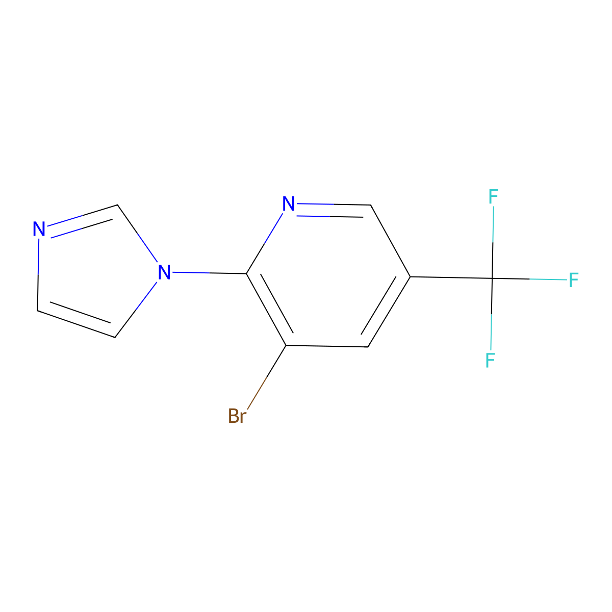 3-Bromo-2-(1H-imidazol-1-yl)-5-(trifluoromethyl)pyridine molecular structure, CAS 1437477-63-8