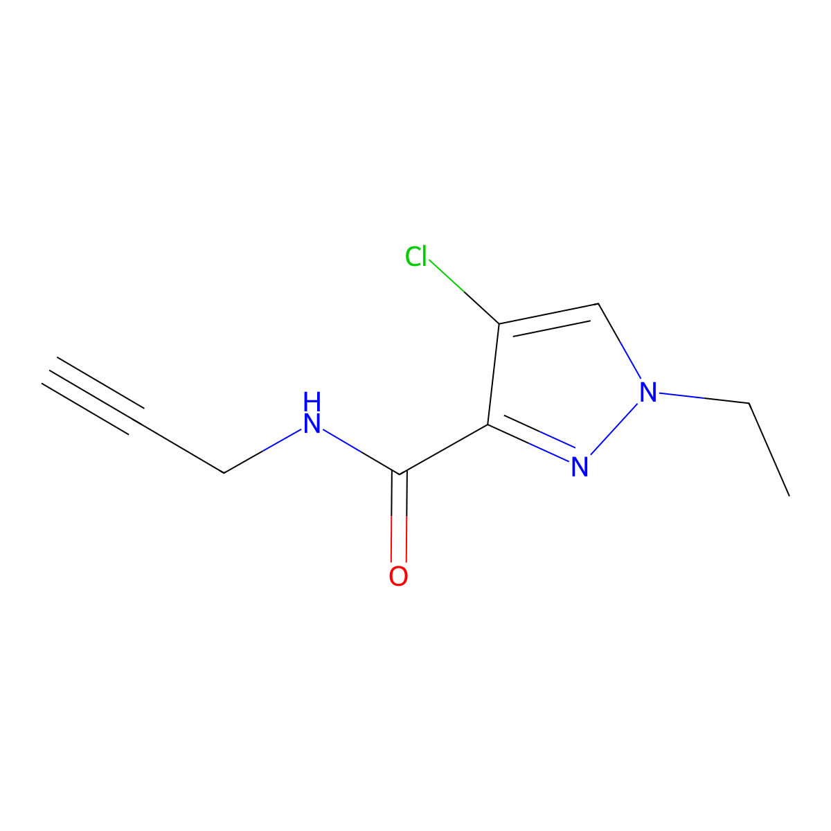 4-Chloro-1-ethyl-N-(prop-2-yn-1-yl)-1H-pyrazole-3-carboxamide molecular structure, CAS 1437480-70-0