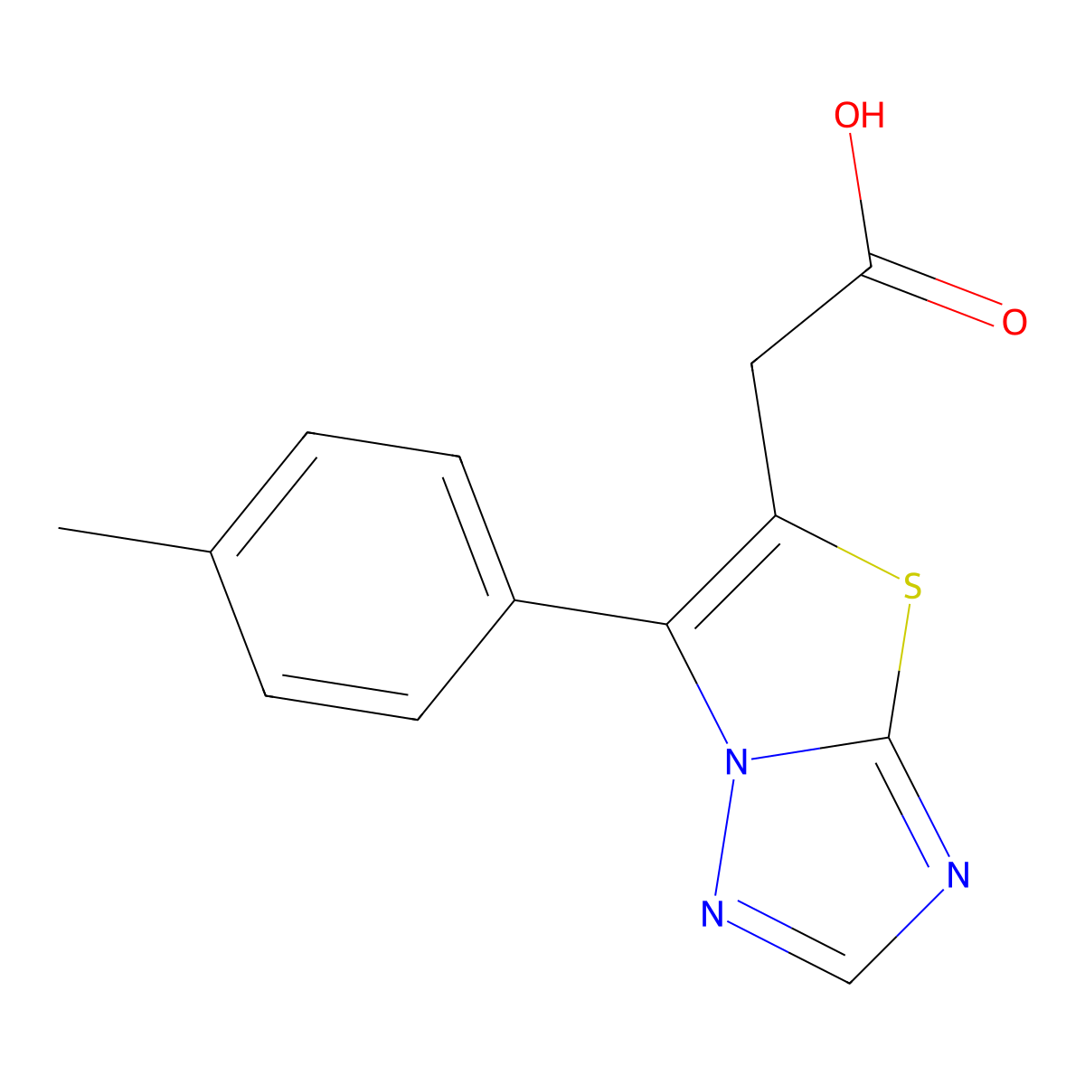 2-(6-(p-Tolyl)thiazolo[3,2-b][1,2,4]triazol-5-yl)acetic acid molecular structure, CAS 1437480-95-9