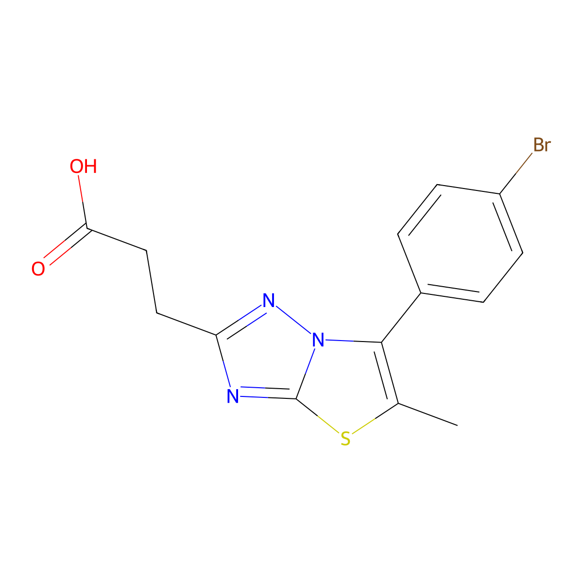 3-(6-(4-Bromophenyl)-5-methylthiazolo[3,2-b][1,2,4]triazol-2-yl)propanoic acid molecular structure, CAS 1437482-01-3