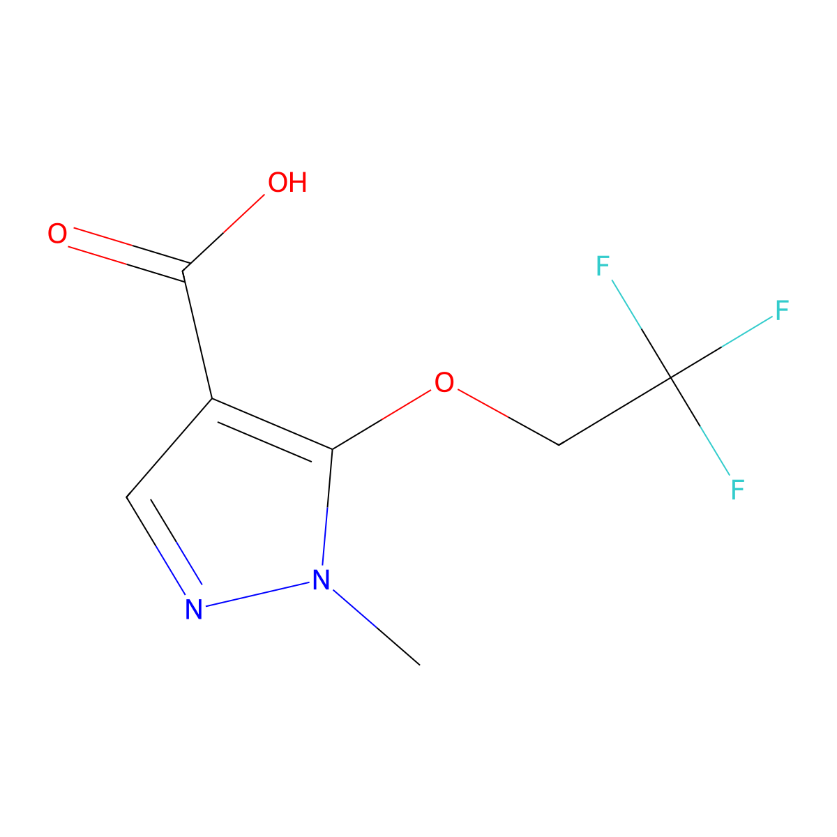 1-Methyl-5-(2,2,2-trifluoroethoxy)-1H-pyrazole-4-carboxylic acid molecular structure, CAS 1437482-19-3